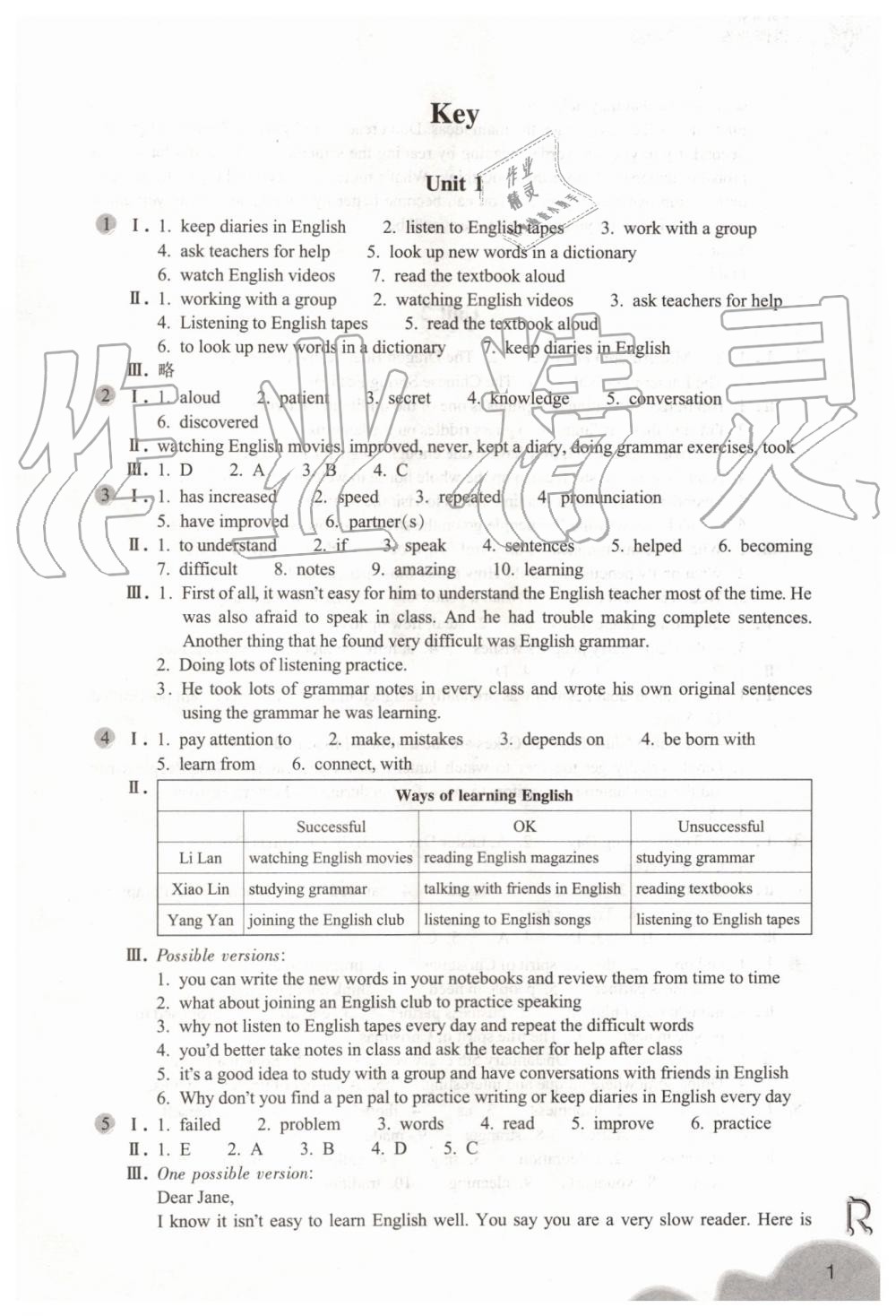 2019年作業(yè)本九年級英語全一冊人教版浙江教育出版社 第1頁