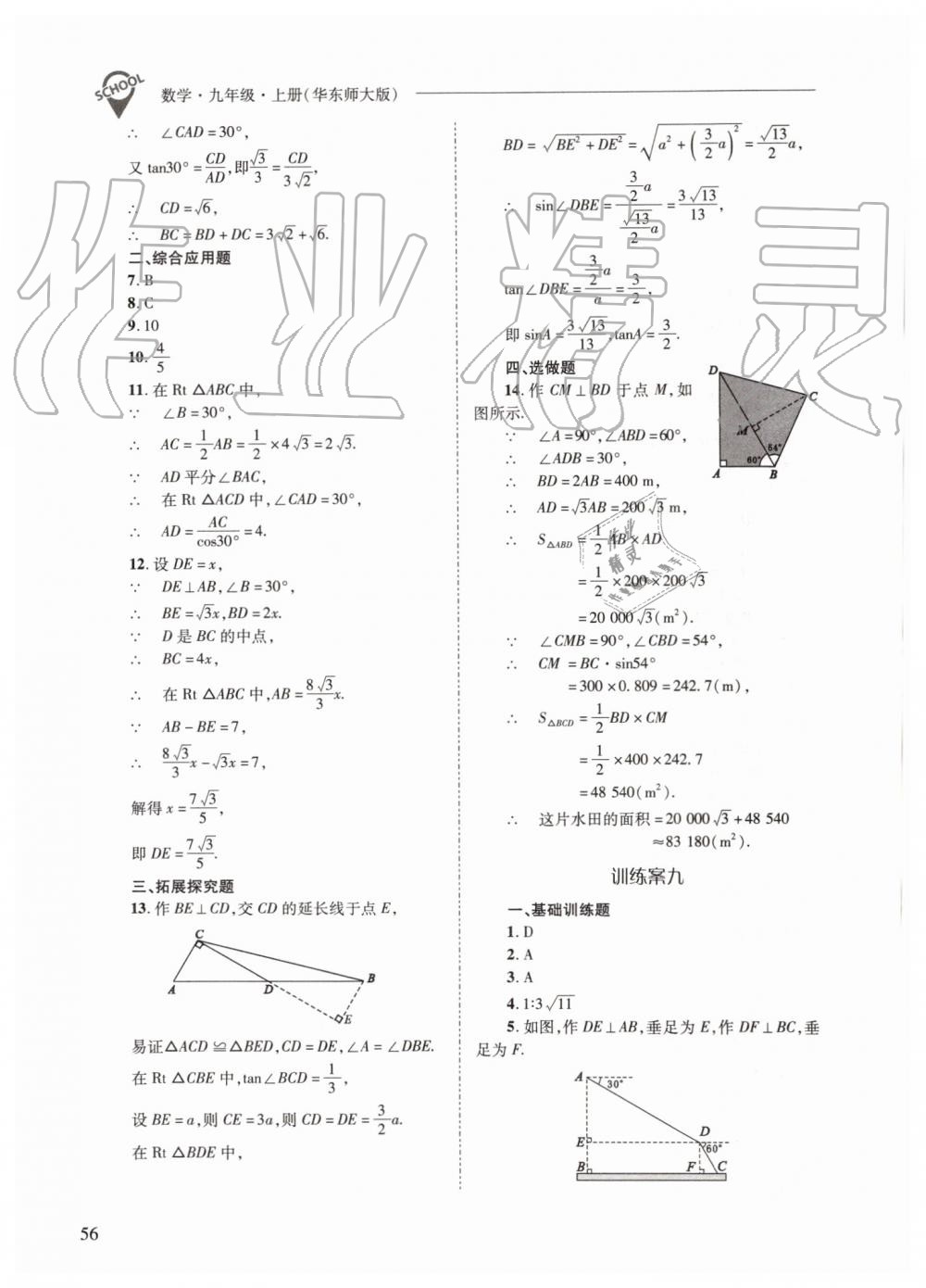 2019年新课程问题解决导学方案九年级数学上册华师大版 第56页