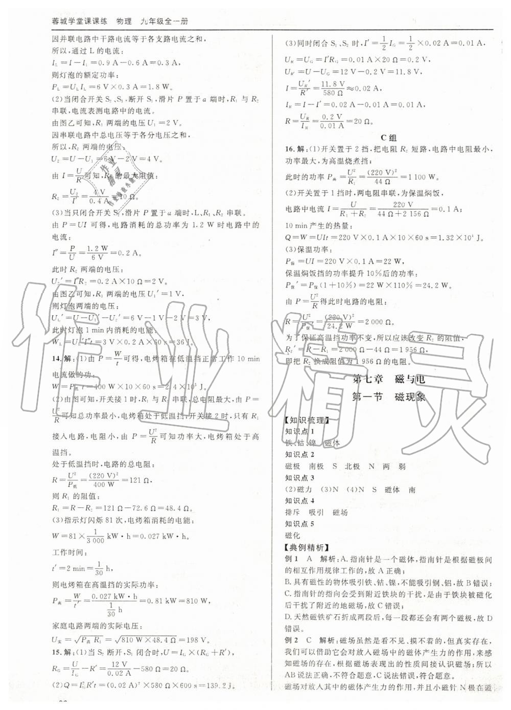 2019年蓉城學堂課課練九年級物理全一冊教科版 第66頁