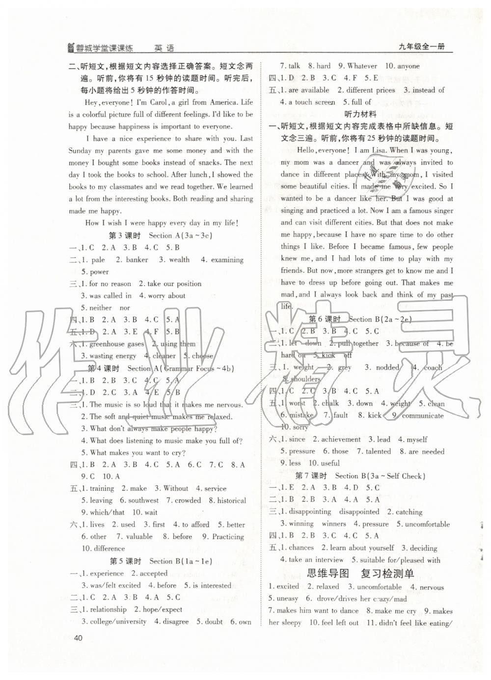 2019年蓉城学堂课课练九年级英语全一册人教版 第40页