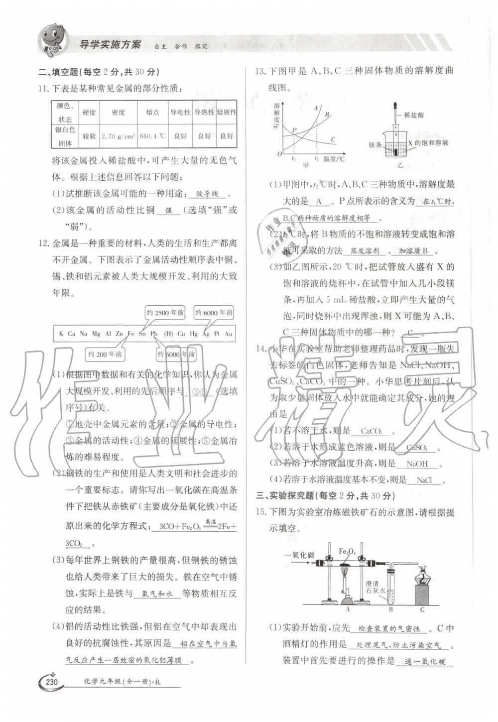 2019年金太陽導(dǎo)學(xué)案九年級(jí)化學(xué)全一冊(cè)人教版 第230頁