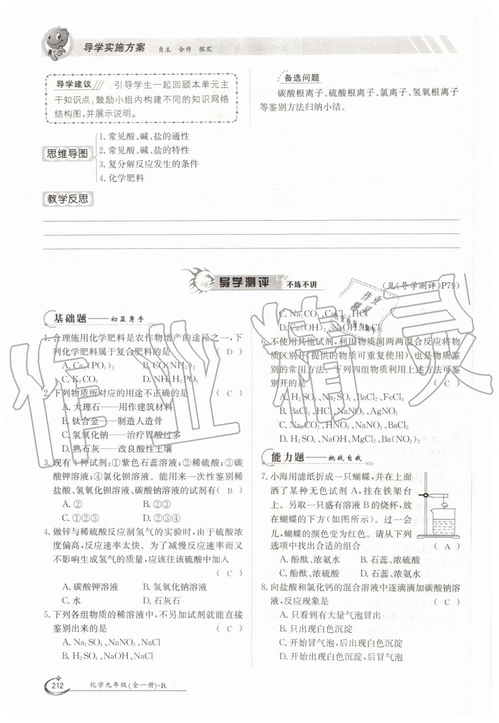 2019年金太阳导学案九年级化学全一册人教版 第212页