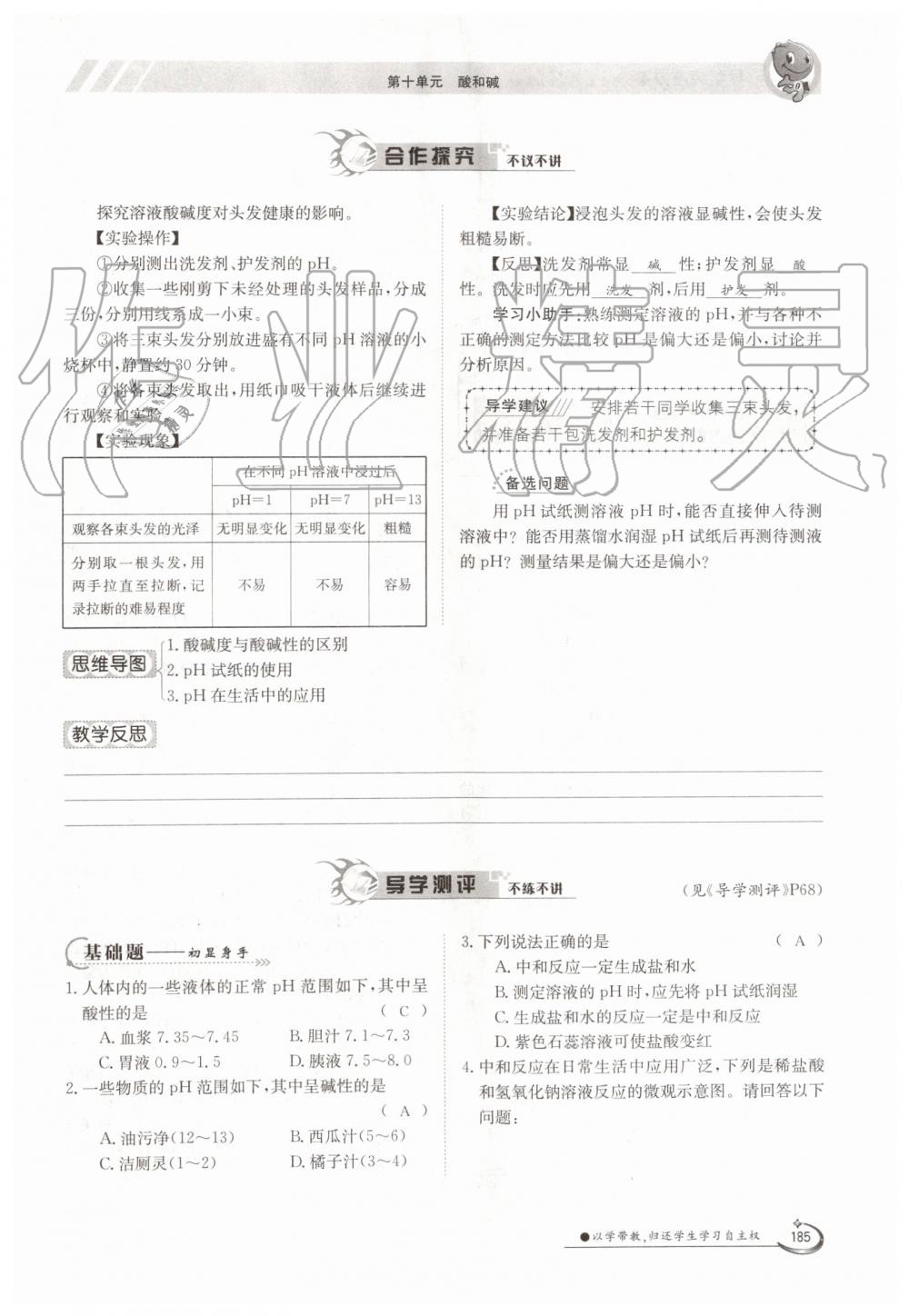 2019年金太阳导学案九年级化学全一册人教版 第185页