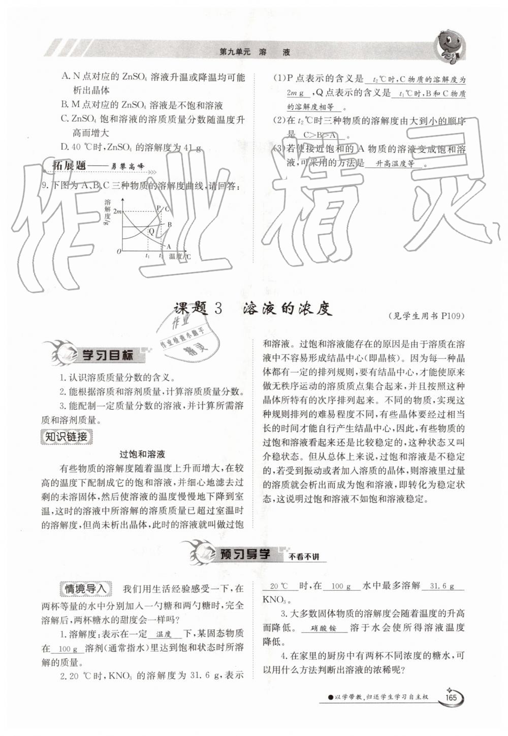 2019年金太阳导学案九年级化学全一册人教版 第165页