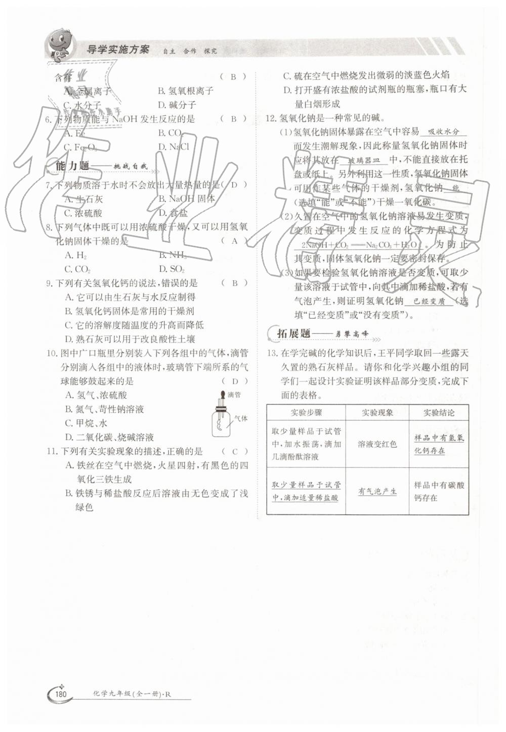 2019年金太阳导学案九年级化学全一册人教版 第180页