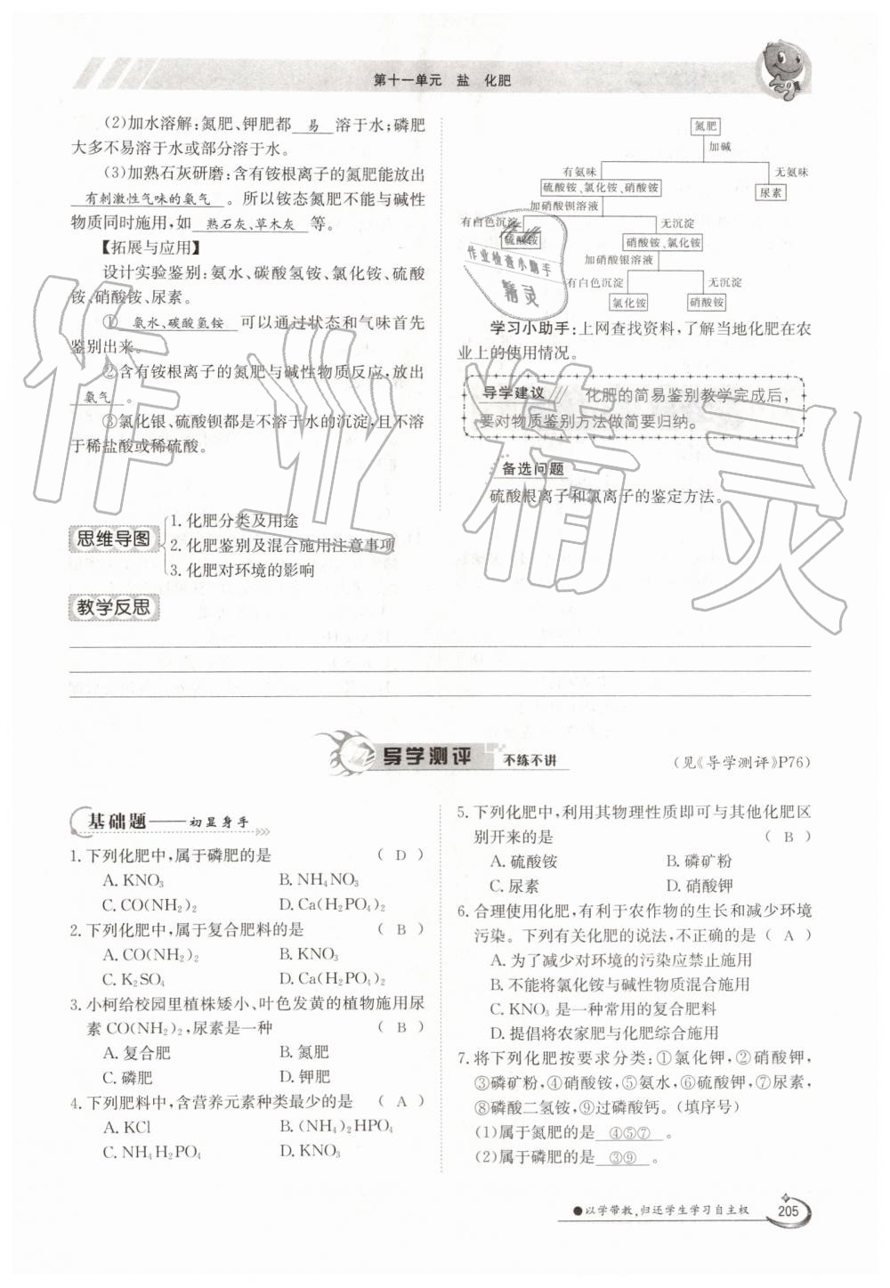 2019年金太阳导学案九年级化学全一册人教版 第205页