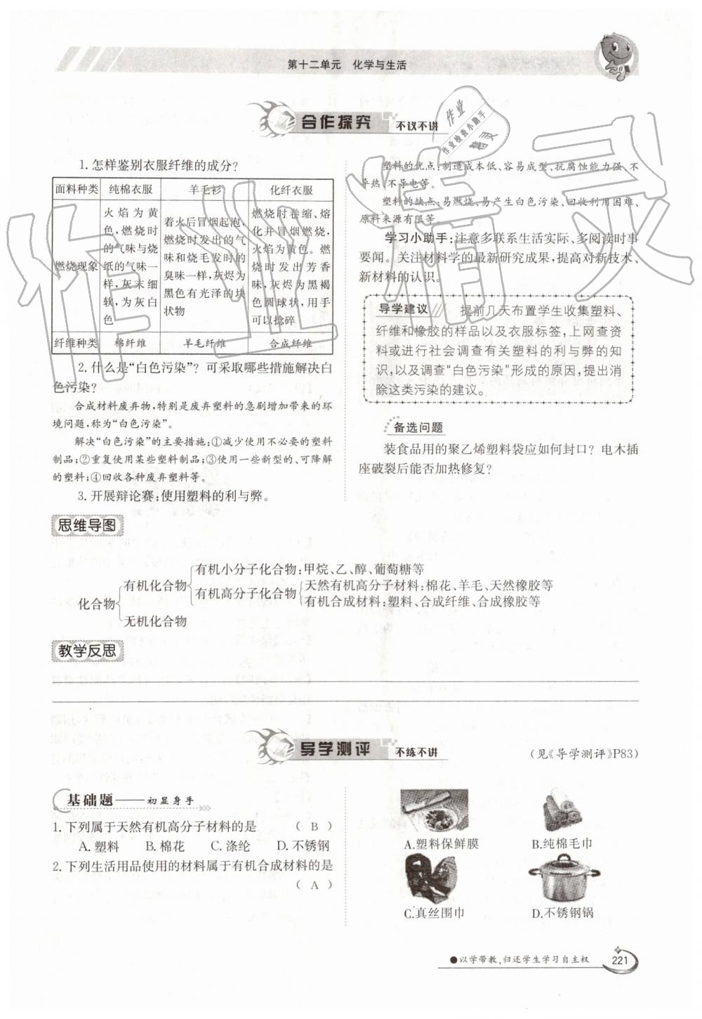 2019年金太阳导学案九年级化学全一册人教版 第221页