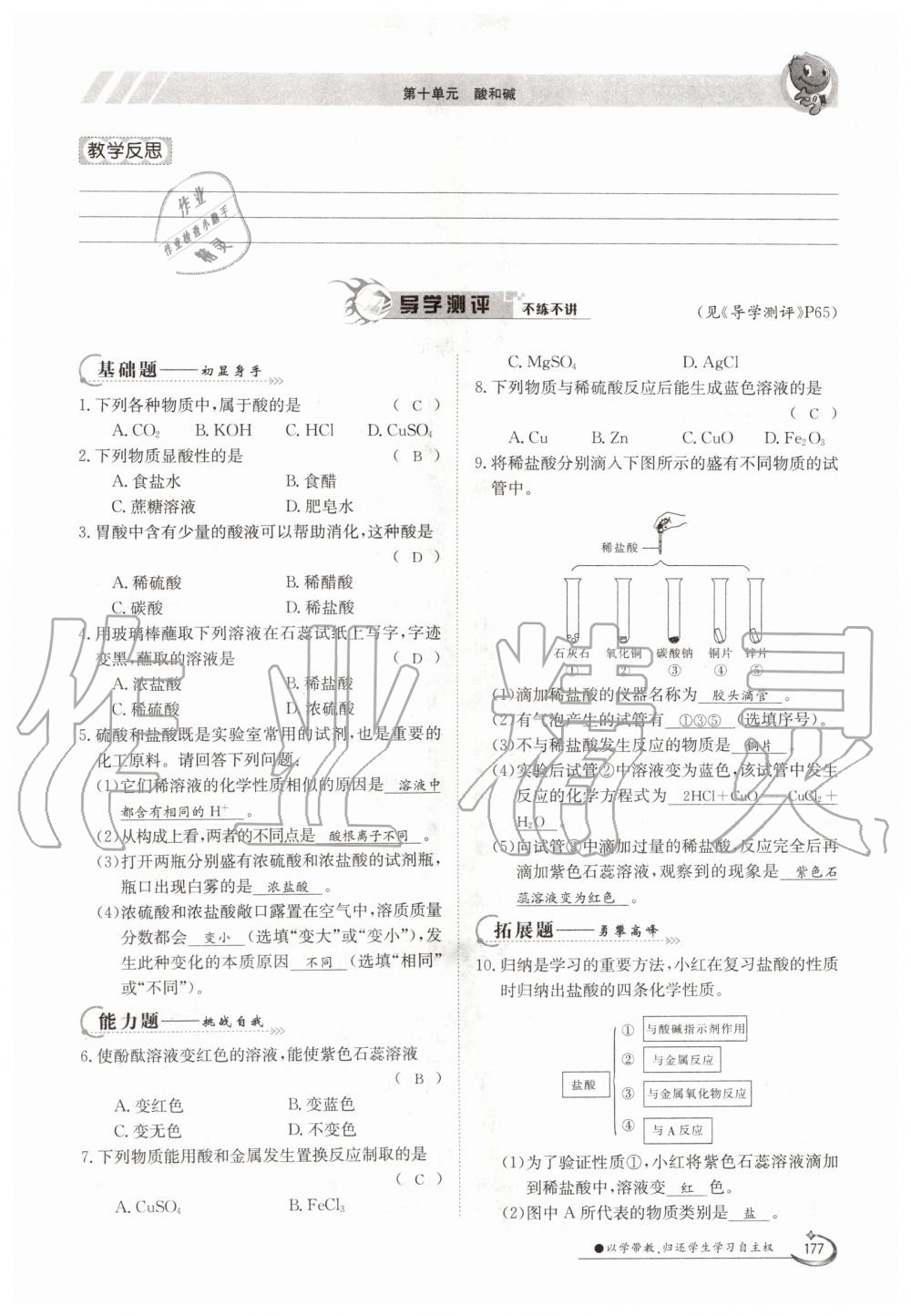 2019年金太阳导学案九年级化学全一册人教版 第177页