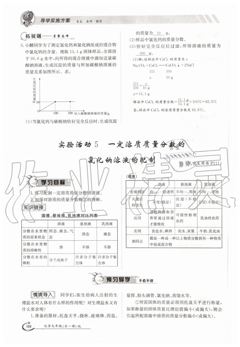 2019年金太阳导学案九年级化学全一册人教版 第168页