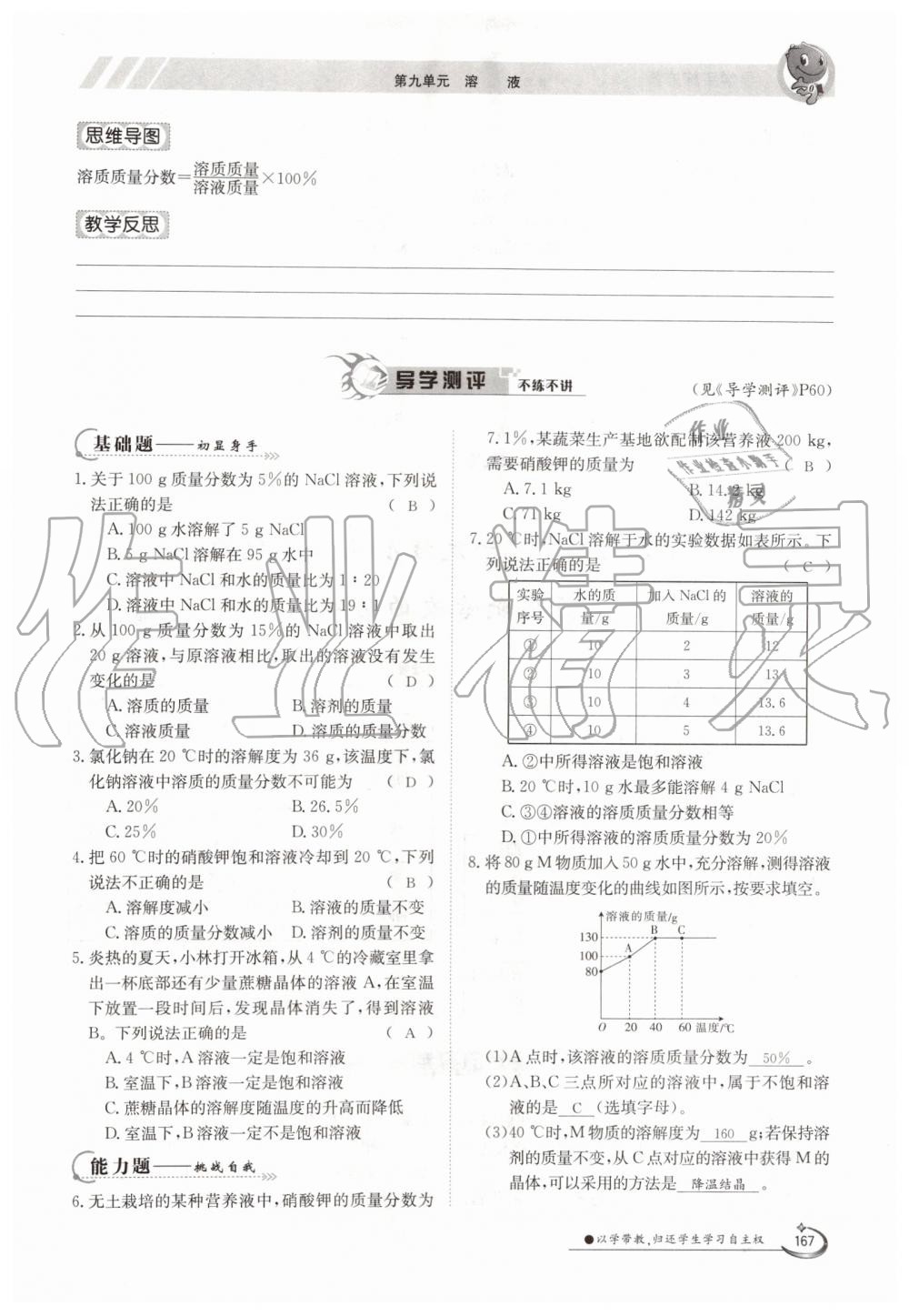 2019年金太陽導學案九年級化學全一冊人教版 第167頁