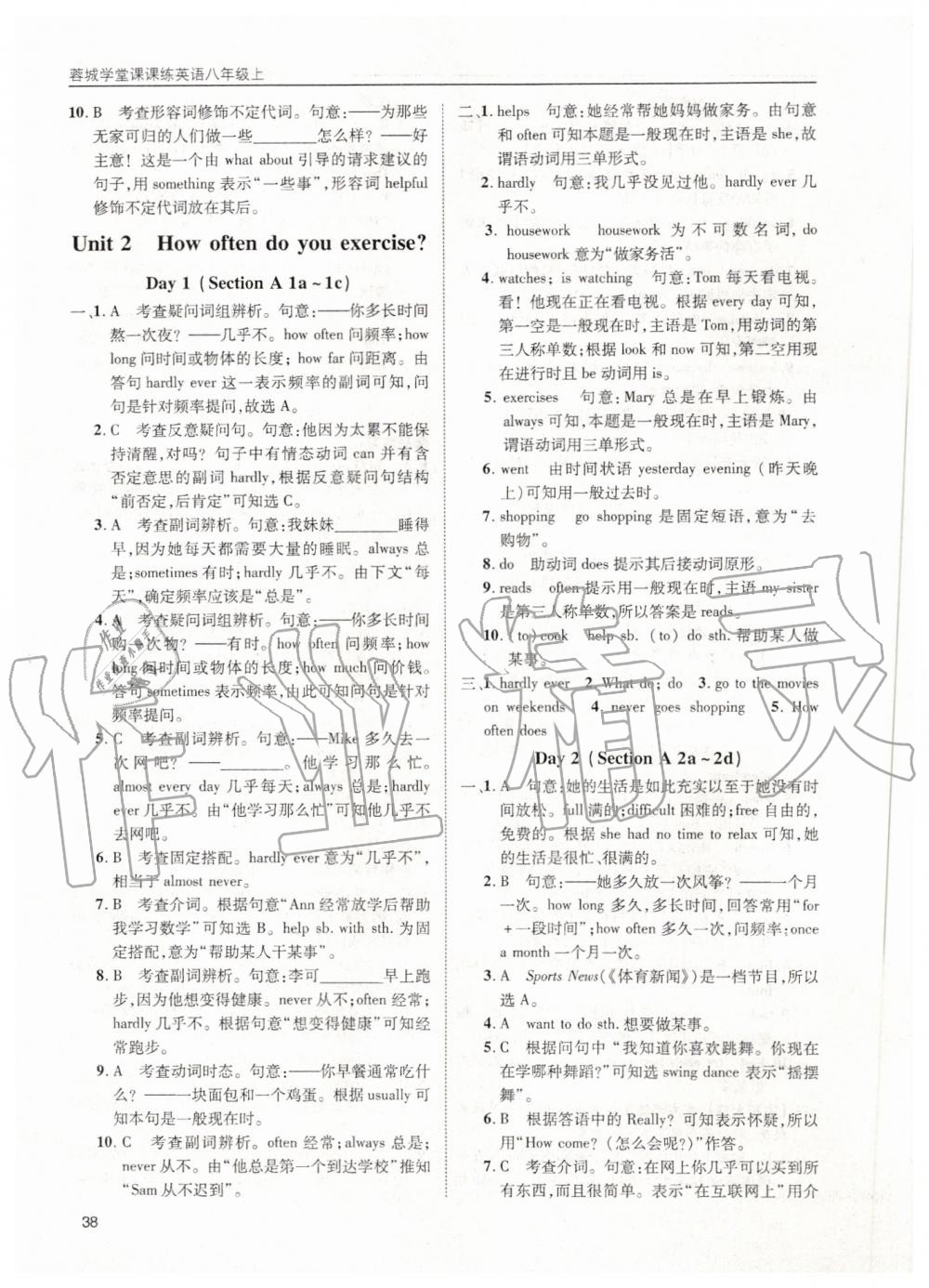 2019年蓉城學(xué)堂課課練八年級(jí)英語(yǔ)上冊(cè)人教版 第38頁(yè)