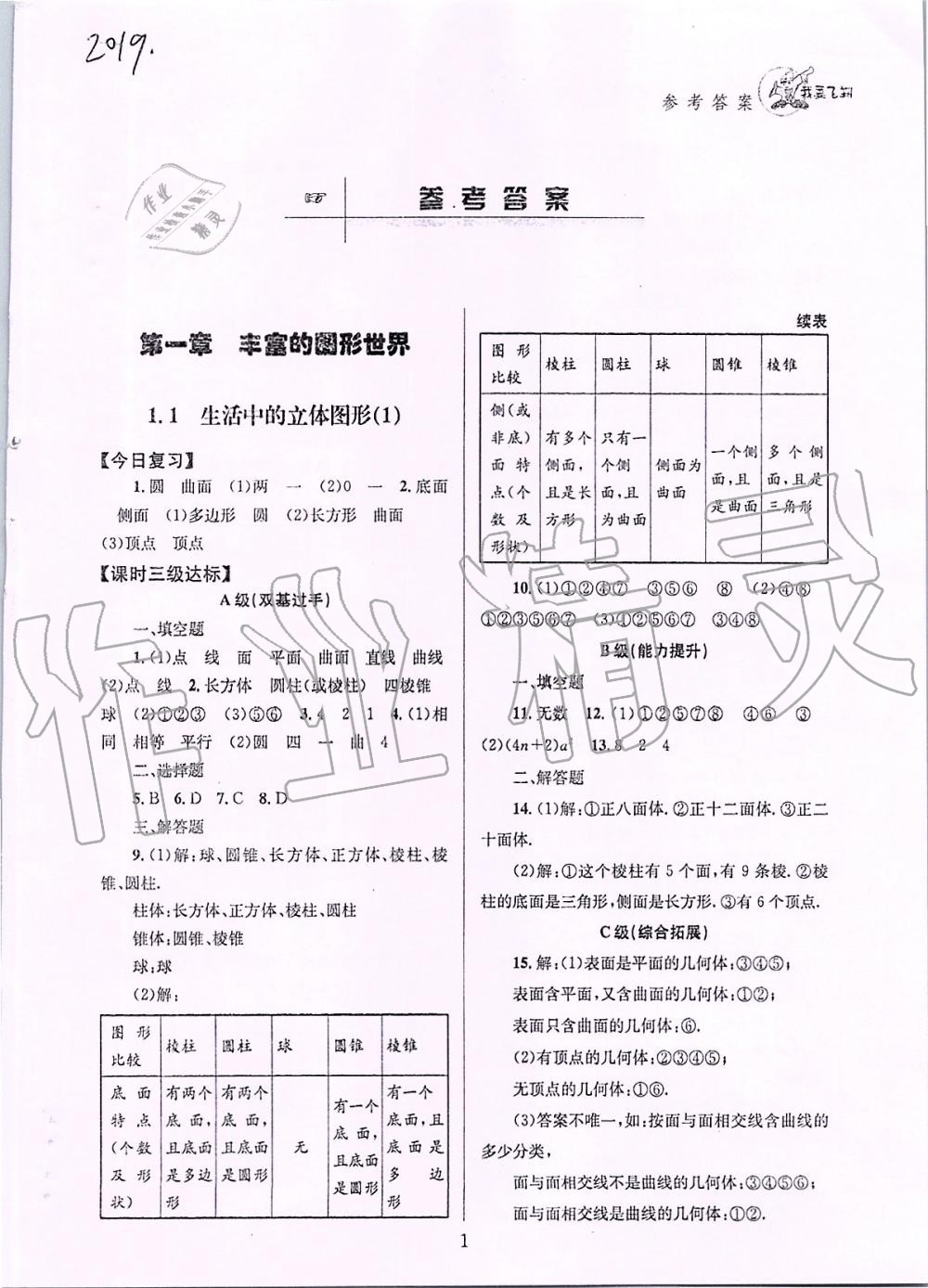 2019年天府前沿課時三級達標七年級數(shù)學上冊北師大版 第1頁