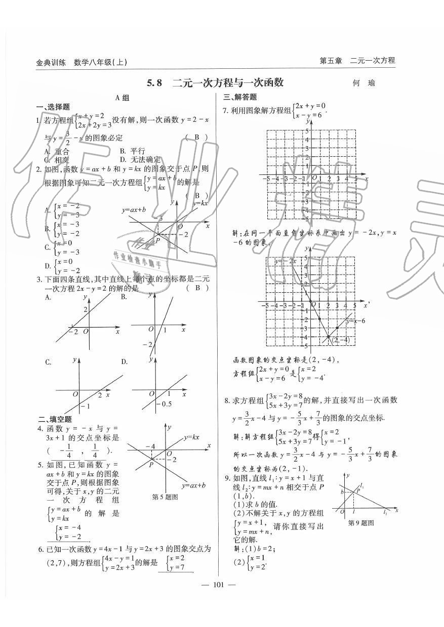 2019年金典訓(xùn)練八年級數(shù)學(xué)上冊北師大版 第101頁