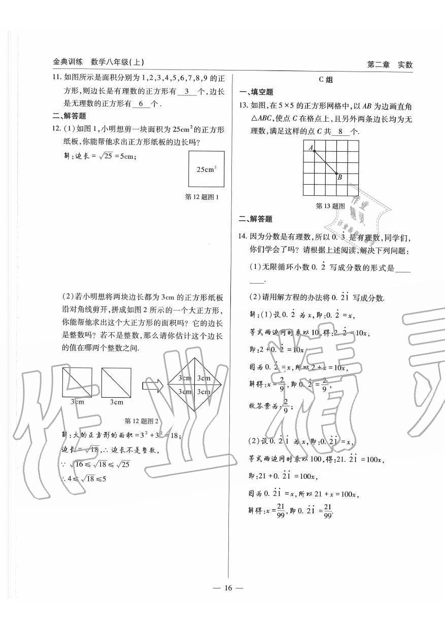 2019年金典訓(xùn)練八年級(jí)數(shù)學(xué)上冊(cè)北師大版 第16頁(yè)