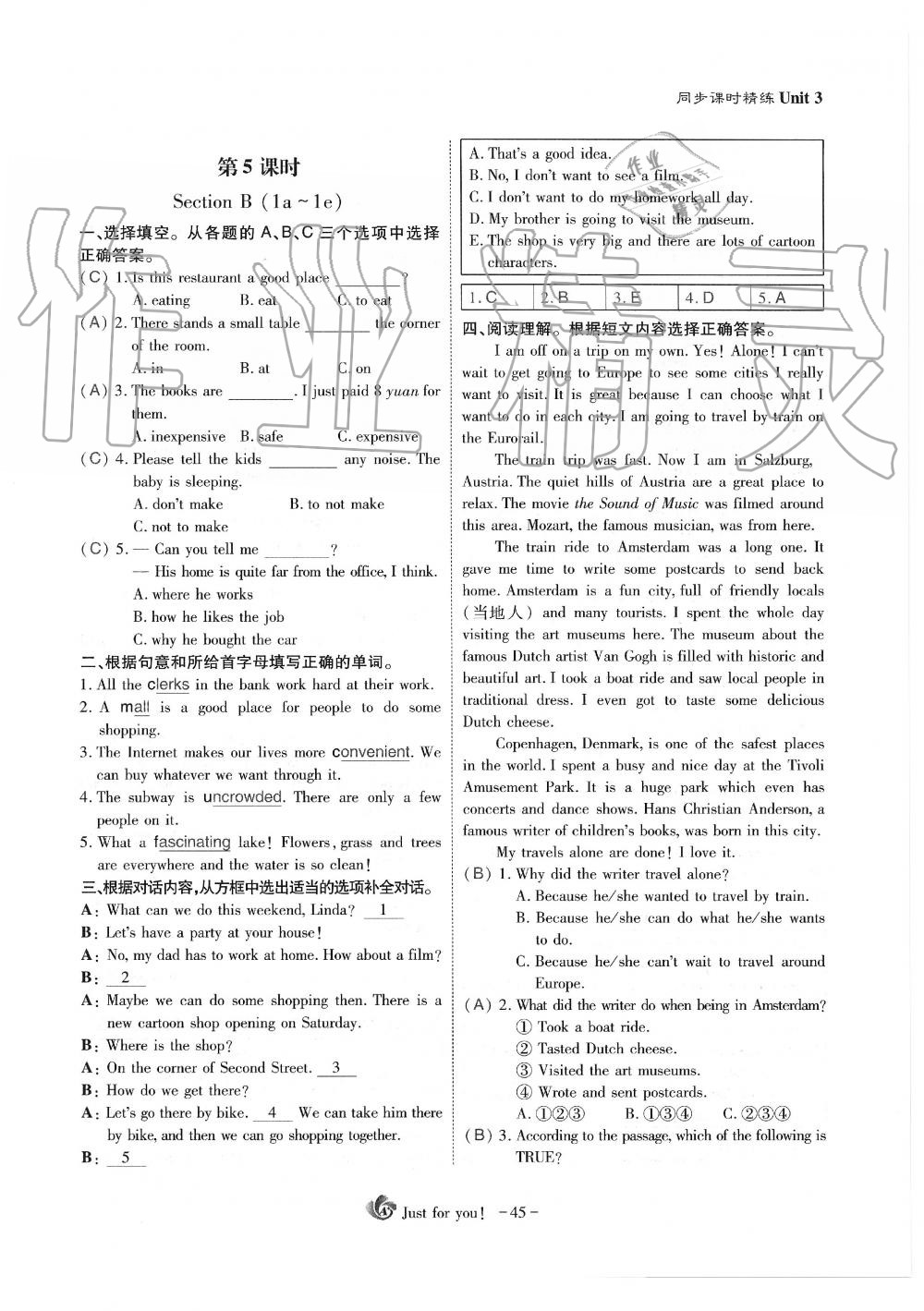 2019年蓉城優(yōu)課堂給力A加九年級(jí)英語(yǔ)全一冊(cè)人教版 第45頁(yè)