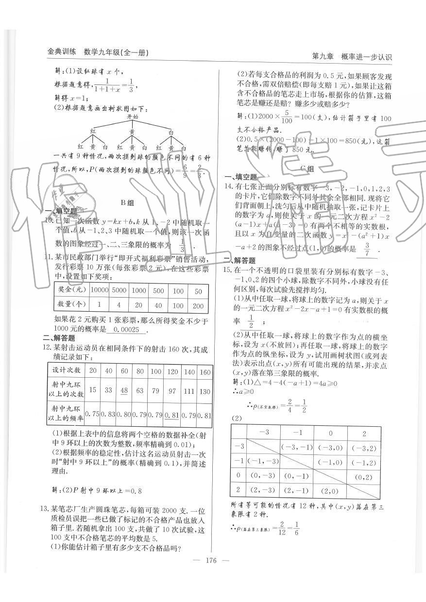 2019年金典訓(xùn)練九年級數(shù)學(xué)全一冊北師大版 第176頁