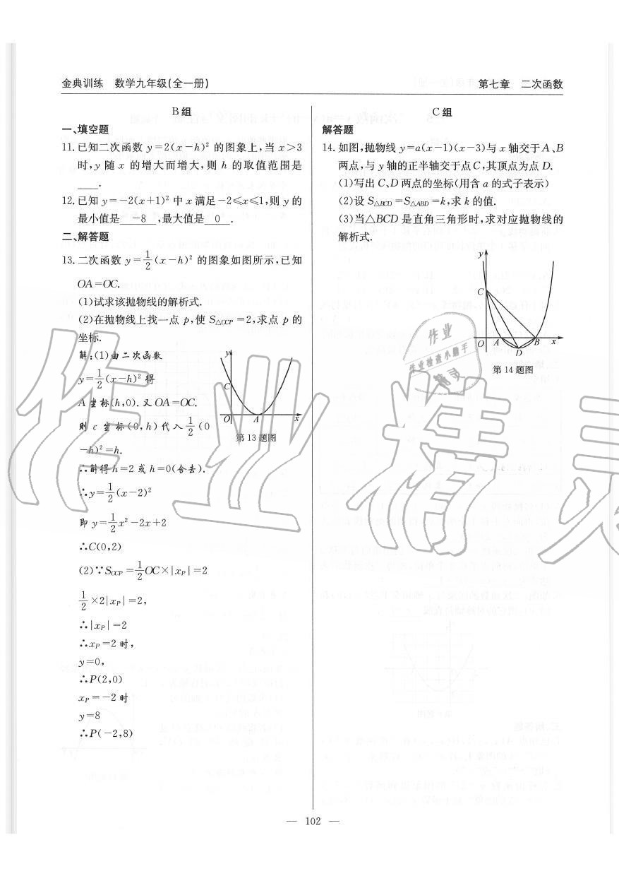 2019年金典訓(xùn)練九年級(jí)數(shù)學(xué)全一冊(cè)北師大版 第102頁