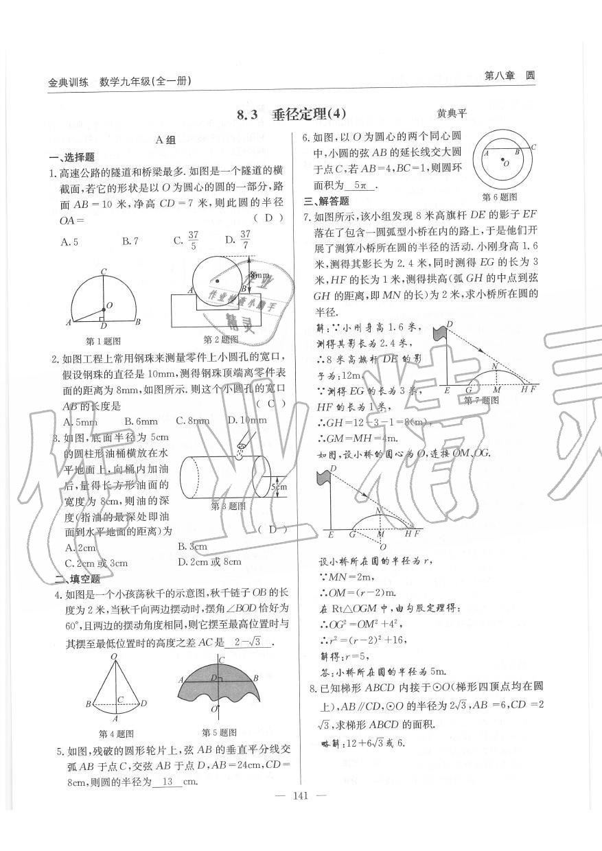 2019年金典訓(xùn)練九年級數(shù)學全一冊北師大版 第141頁