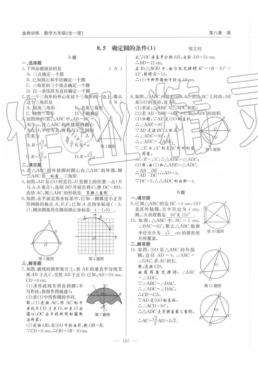 2019年金典訓(xùn)練九年級(jí)數(shù)學(xué)全一冊(cè)北師大版 第147頁(yè)