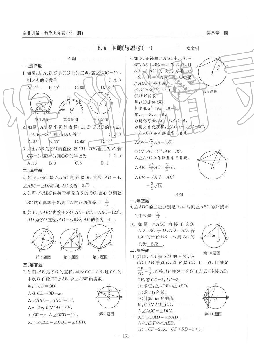 2019年金典訓(xùn)練九年級(jí)數(shù)學(xué)全一冊(cè)北師大版 第151頁(yè)