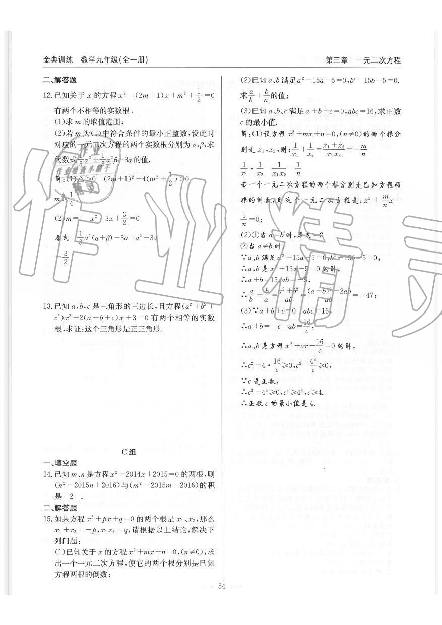 2019年金典訓(xùn)練九年級(jí)數(shù)學(xué)全一冊(cè)北師大版 第54頁(yè)