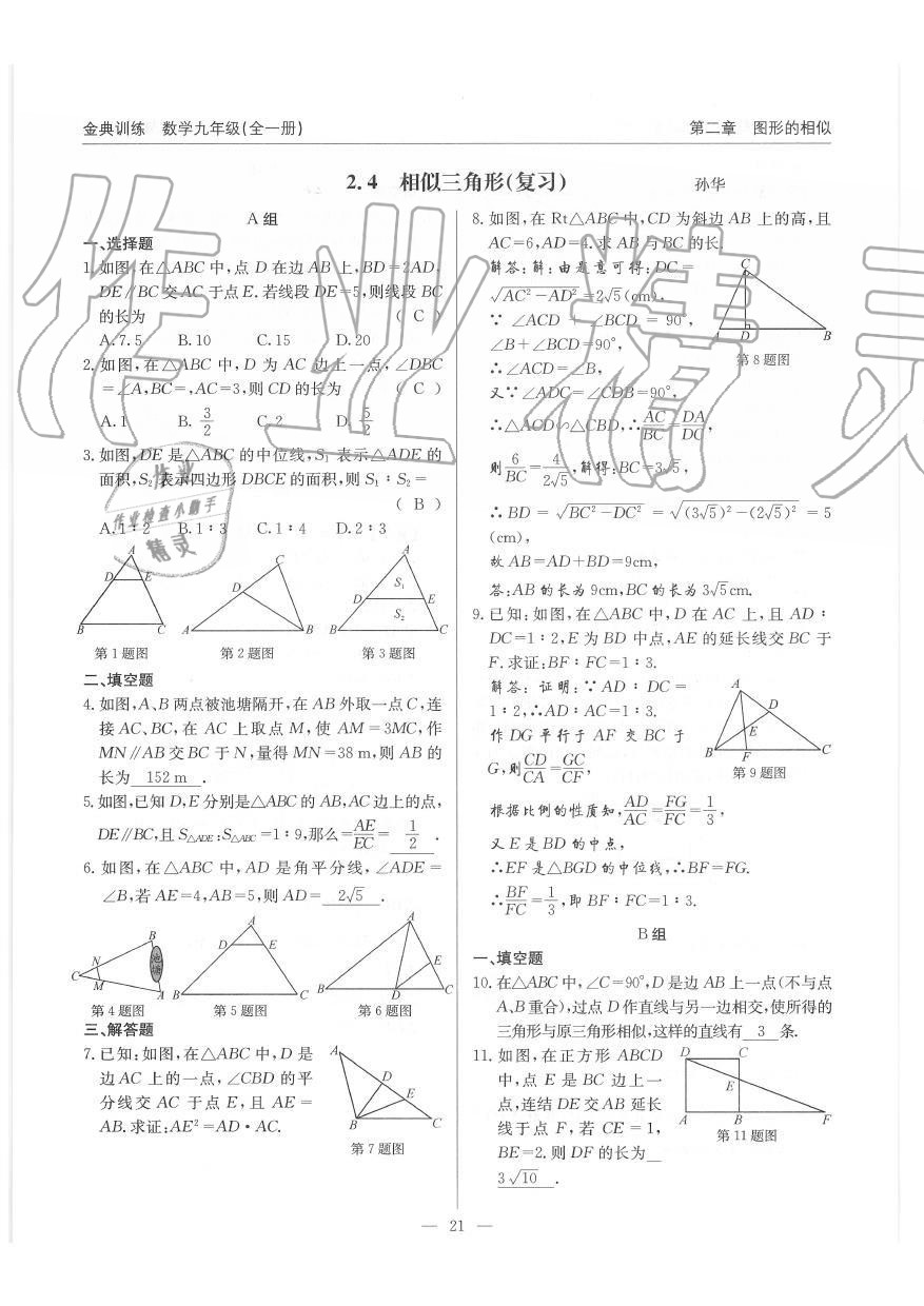 2019年金典訓(xùn)練九年級數(shù)學(xué)全一冊北師大版 第21頁