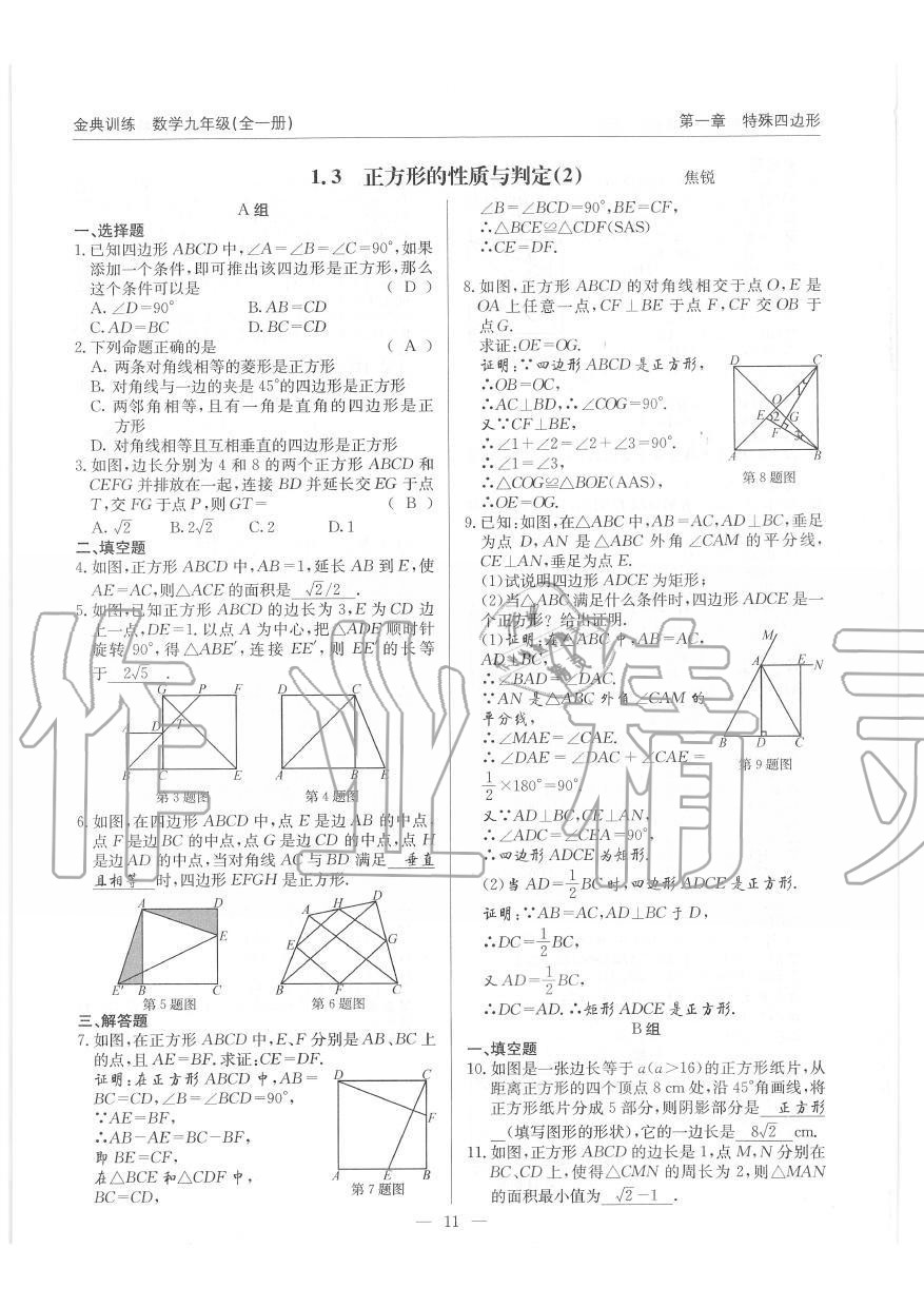 2019年金典訓(xùn)練九年級數(shù)學全一冊北師大版 第11頁