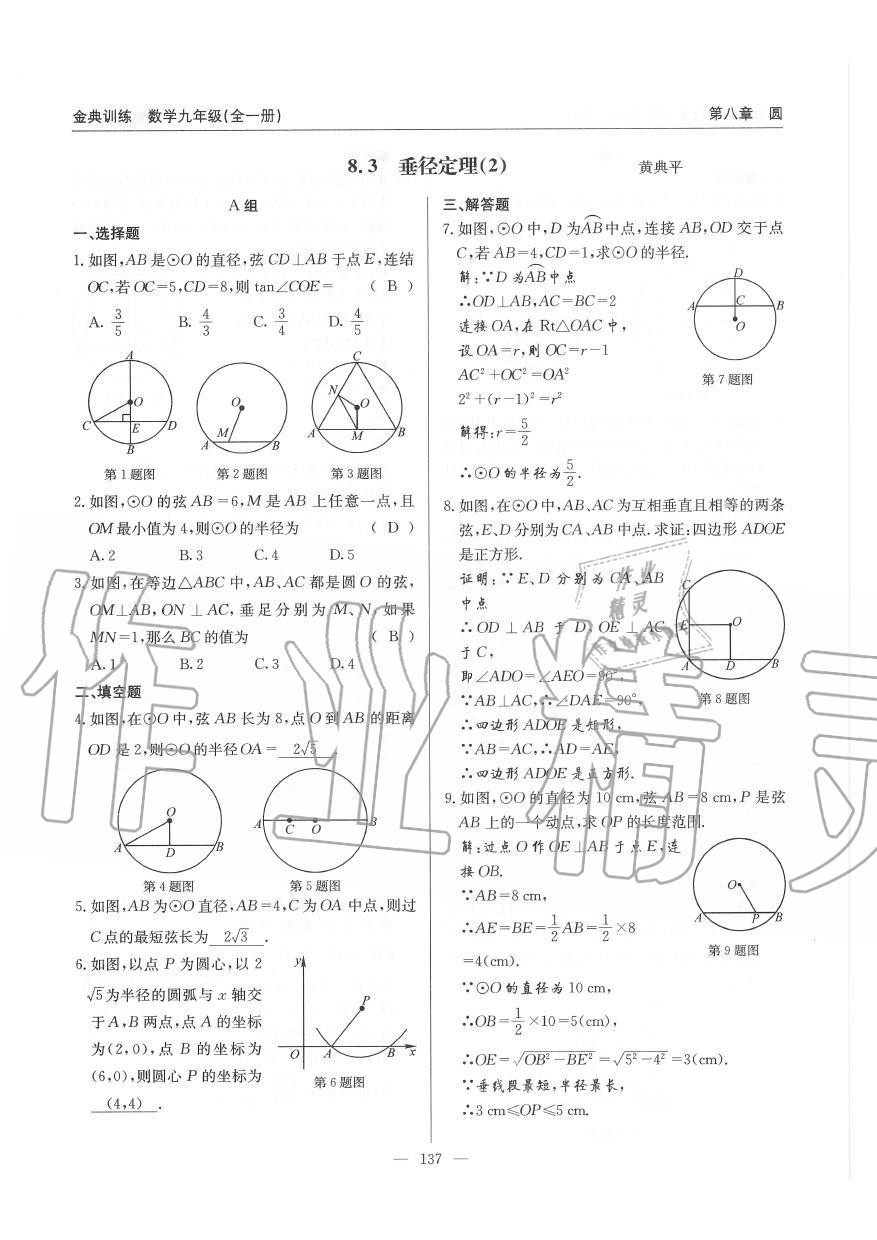 2019年金典訓(xùn)練九年級(jí)數(shù)學(xué)全一冊(cè)北師大版 第137頁