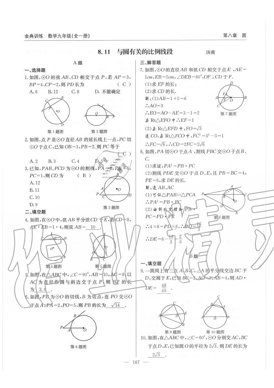 2019年金典訓練九年級數(shù)學全一冊北師大版 第167頁