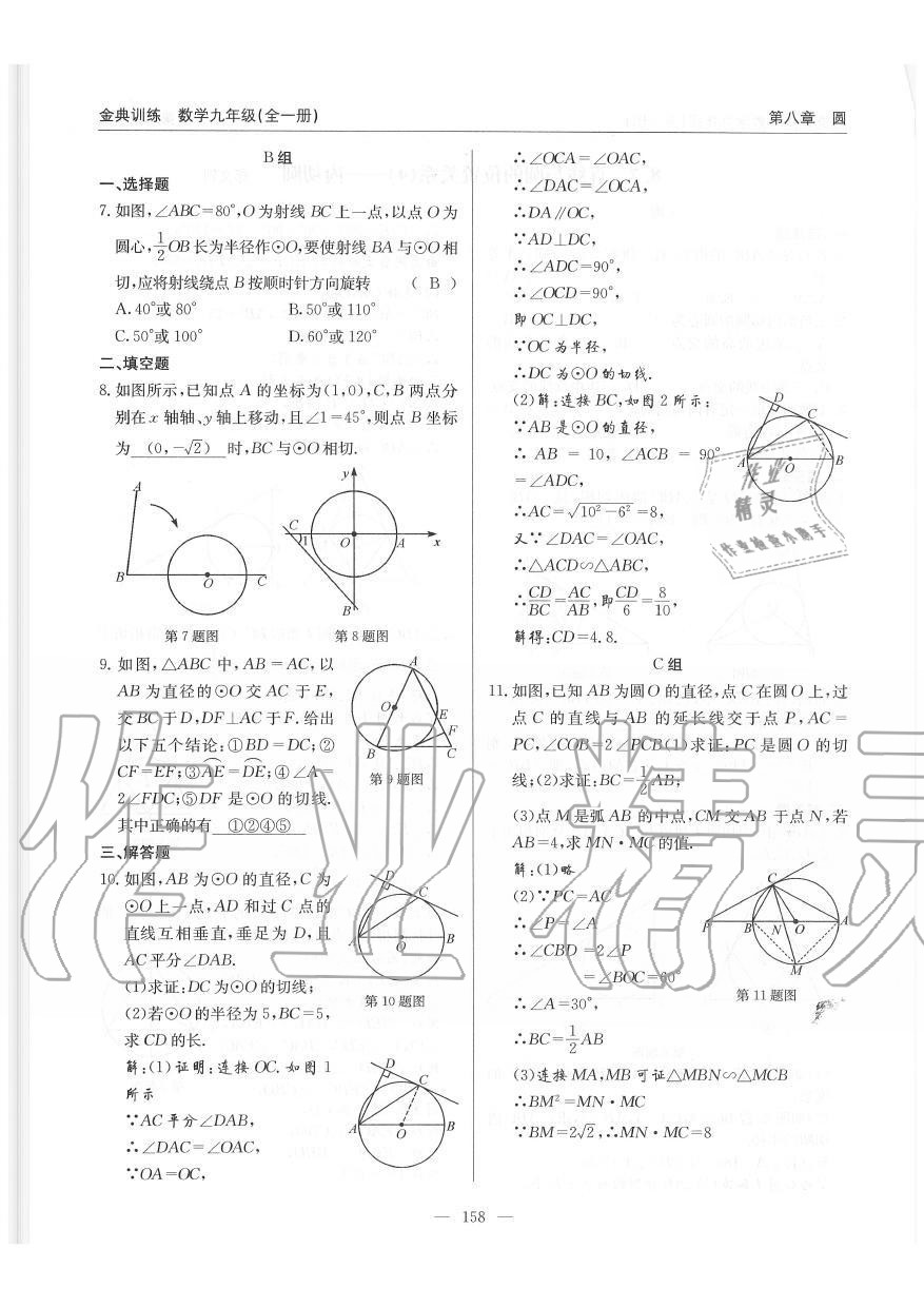 2019年金典訓(xùn)練九年級(jí)數(shù)學(xué)全一冊(cè)北師大版 第158頁(yè)