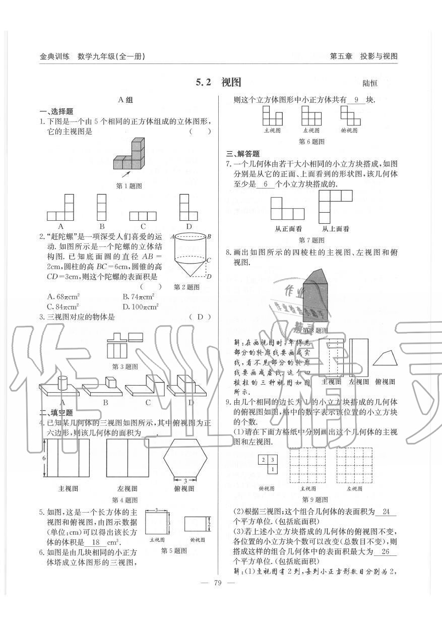 2019年金典訓(xùn)練九年級數(shù)學(xué)全一冊北師大版 第79頁