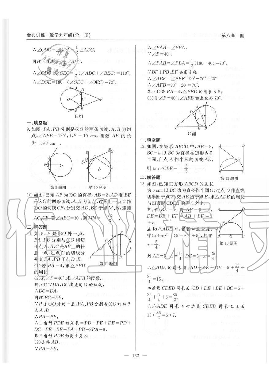 2019年金典訓(xùn)練九年級(jí)數(shù)學(xué)全一冊(cè)北師大版 第162頁