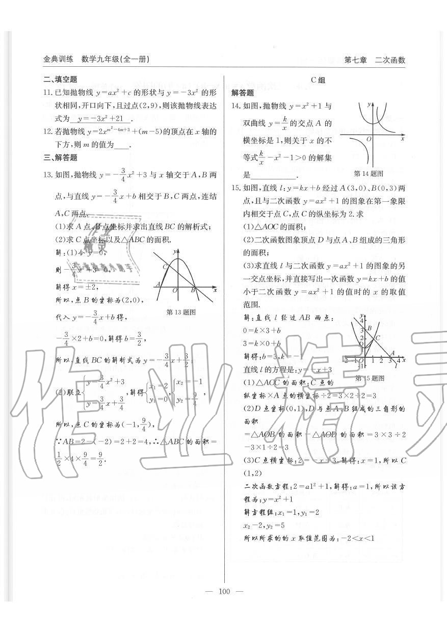 2019年金典訓(xùn)練九年級(jí)數(shù)學(xué)全一冊(cè)北師大版 第100頁(yè)