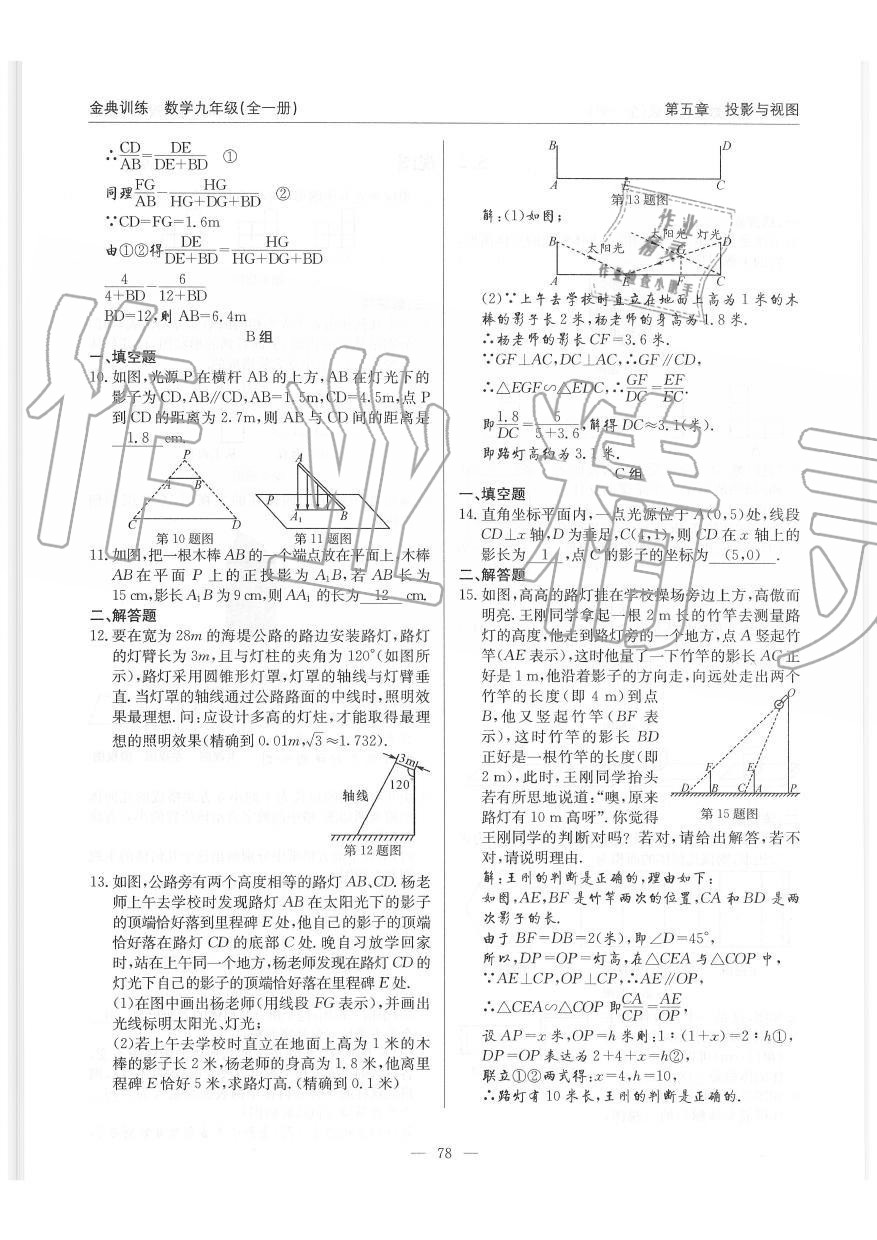 2019年金典訓(xùn)練九年級(jí)數(shù)學(xué)全一冊(cè)北師大版 第78頁(yè)