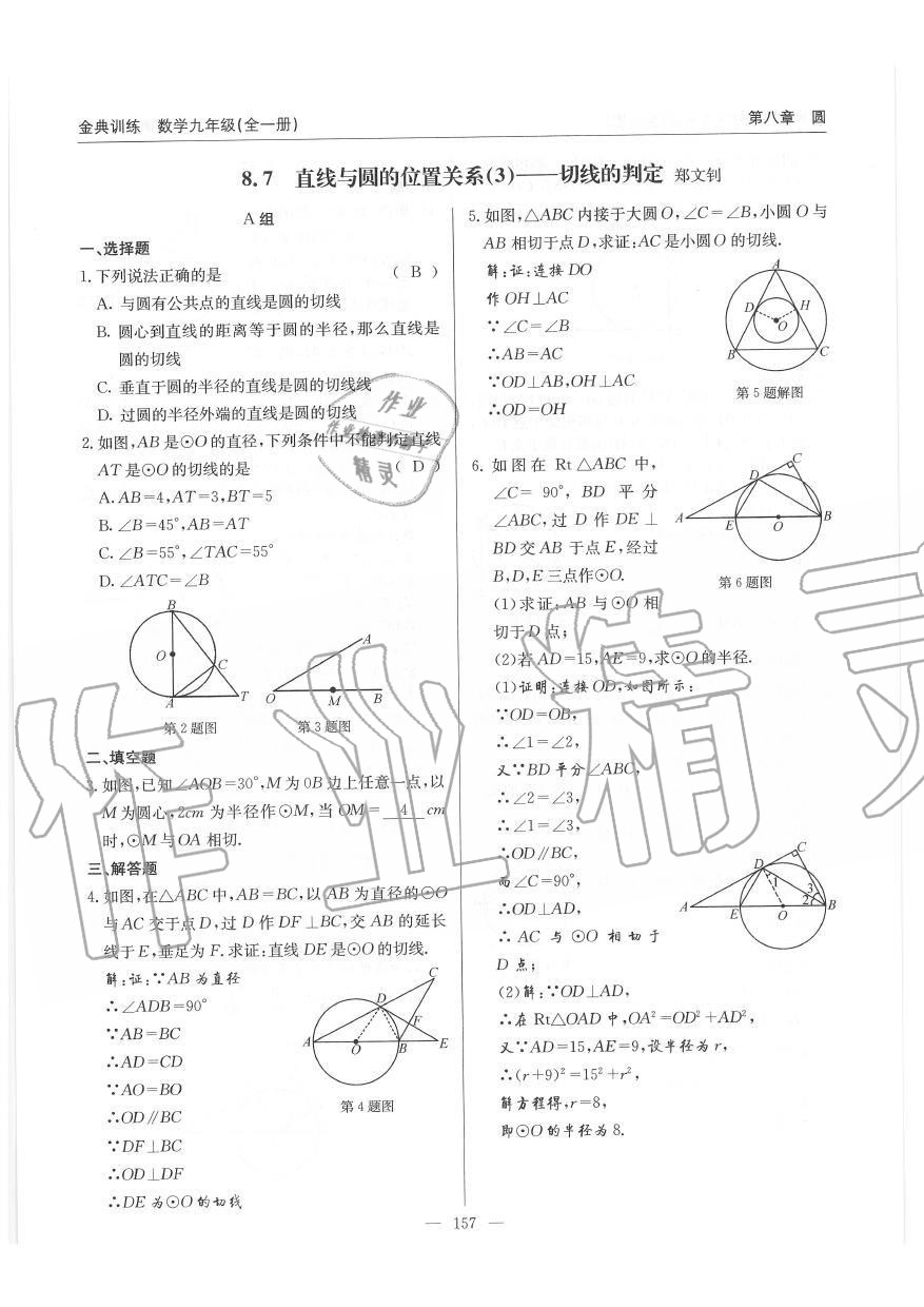 2019年金典訓(xùn)練九年級數(shù)學(xué)全一冊北師大版 第157頁