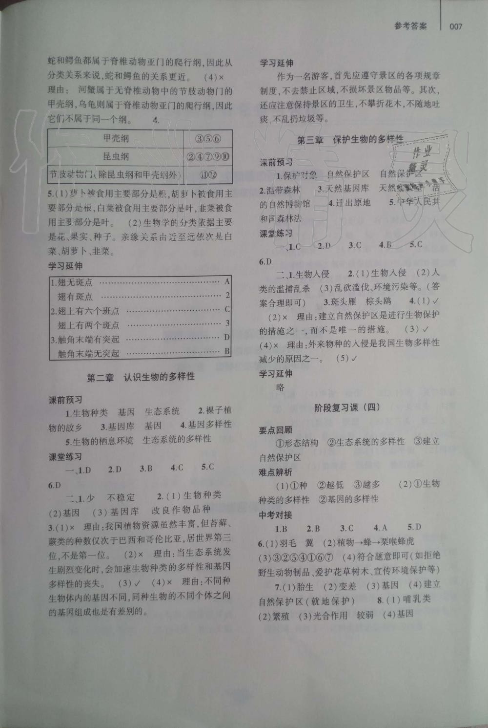 2019年基础训练八年级生物学上册人教版大象出版社 第7页