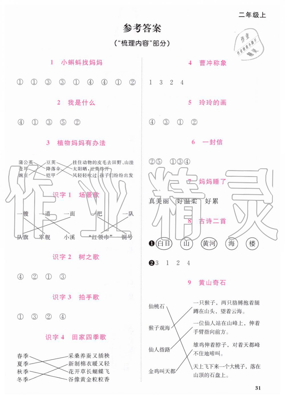 2019年陽(yáng)光同學(xué)課時(shí)達(dá)標(biāo)訓(xùn)練二年級(jí)語(yǔ)文上冊(cè)人教版浙江專版 第9頁(yè)