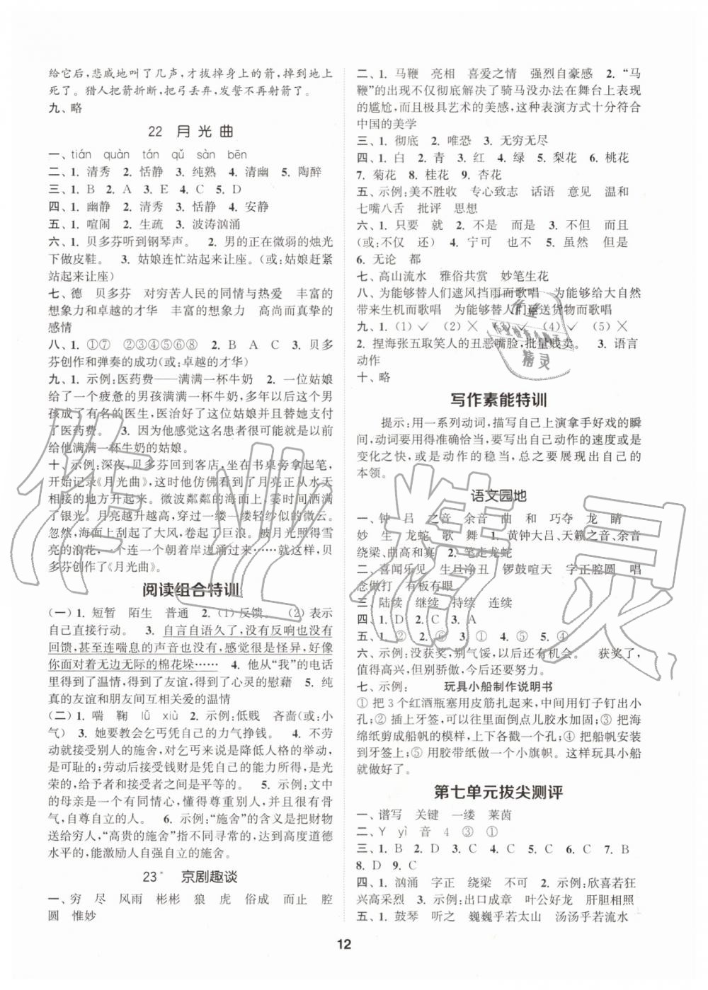 2019年拔尖特訓(xùn)六年級(jí)語(yǔ)文上冊(cè)人教版 第12頁(yè)