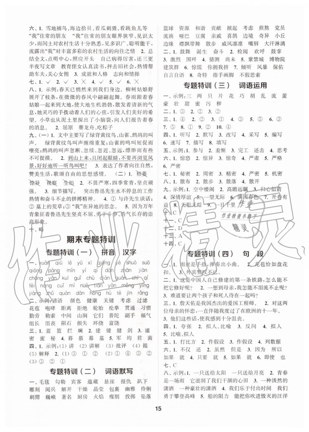 2019年拔尖特訓(xùn)六年級語文上冊人教版 第15頁