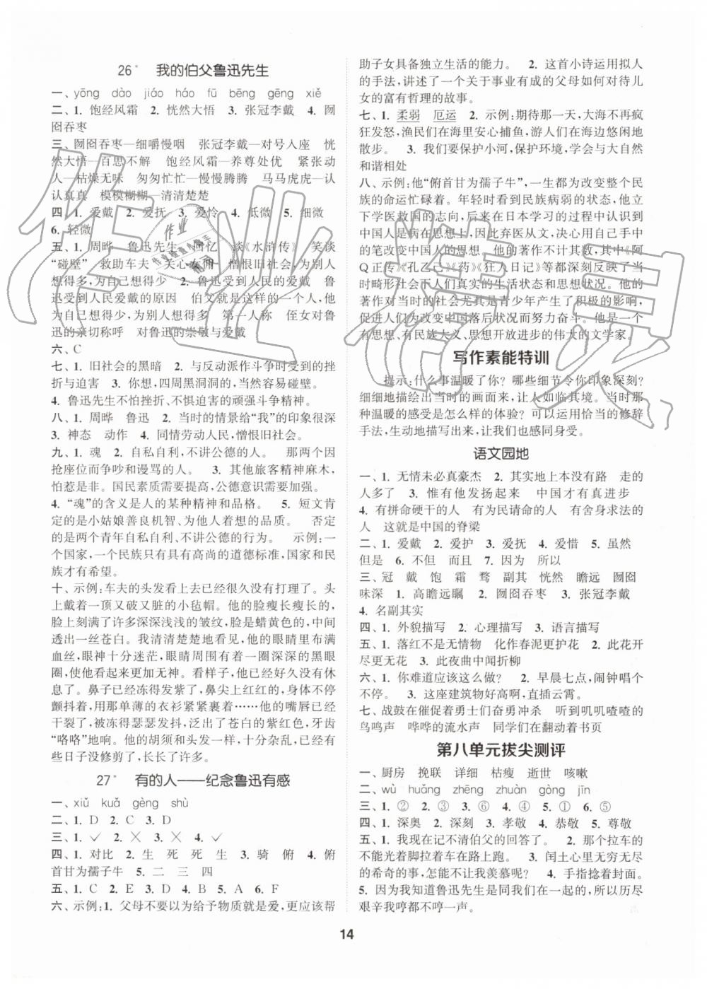 2019年拔尖特訓(xùn)六年級語文上冊人教版 第14頁