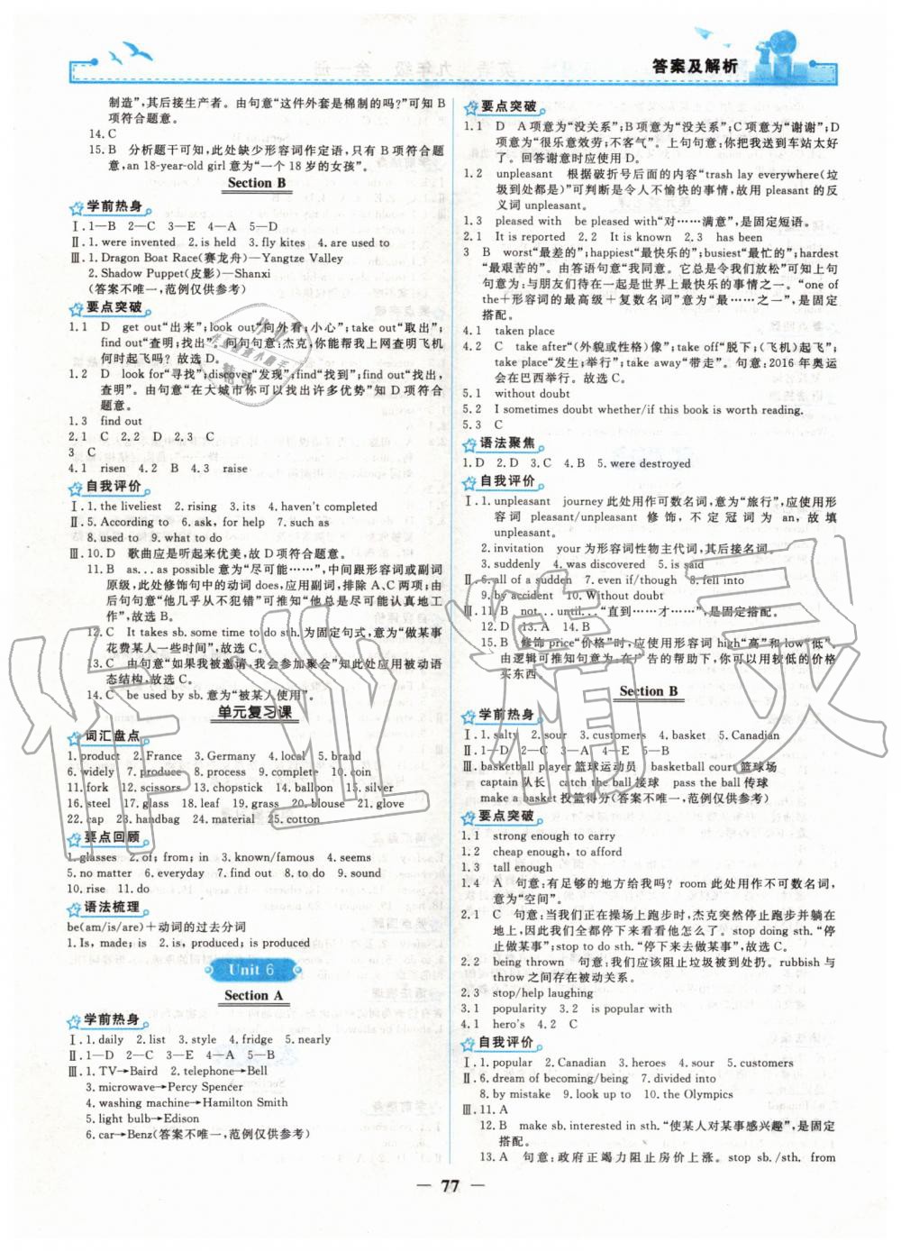 2019年陽光課堂金牌練習(xí)冊九年級英語全一冊人教版 第5頁