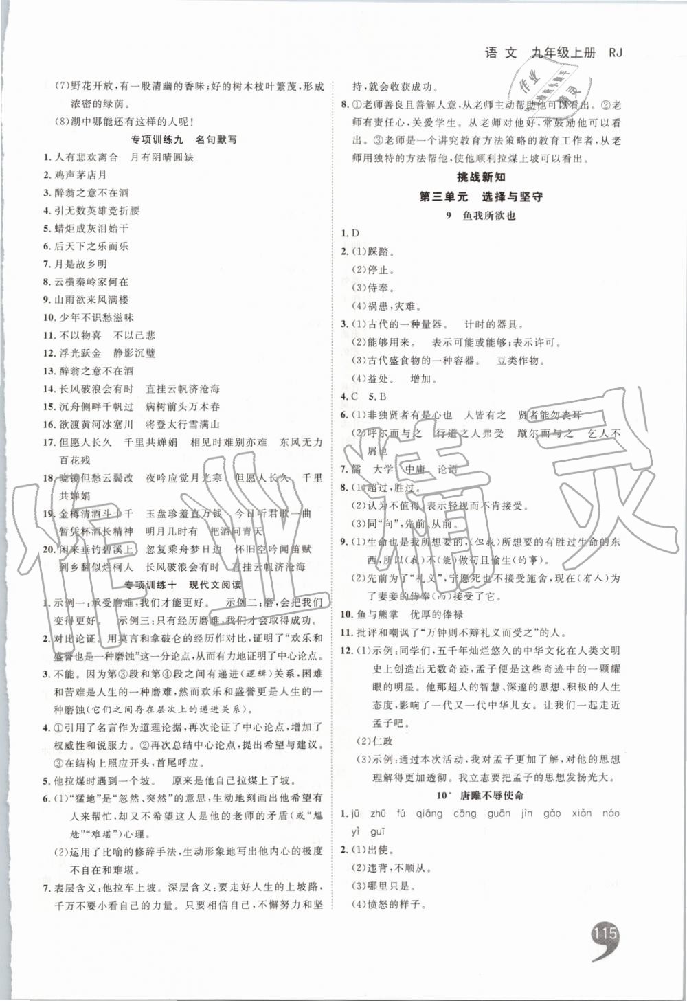 2019年一線調(diào)研學(xué)業(yè)測評九年級語文上冊人教版 第17頁