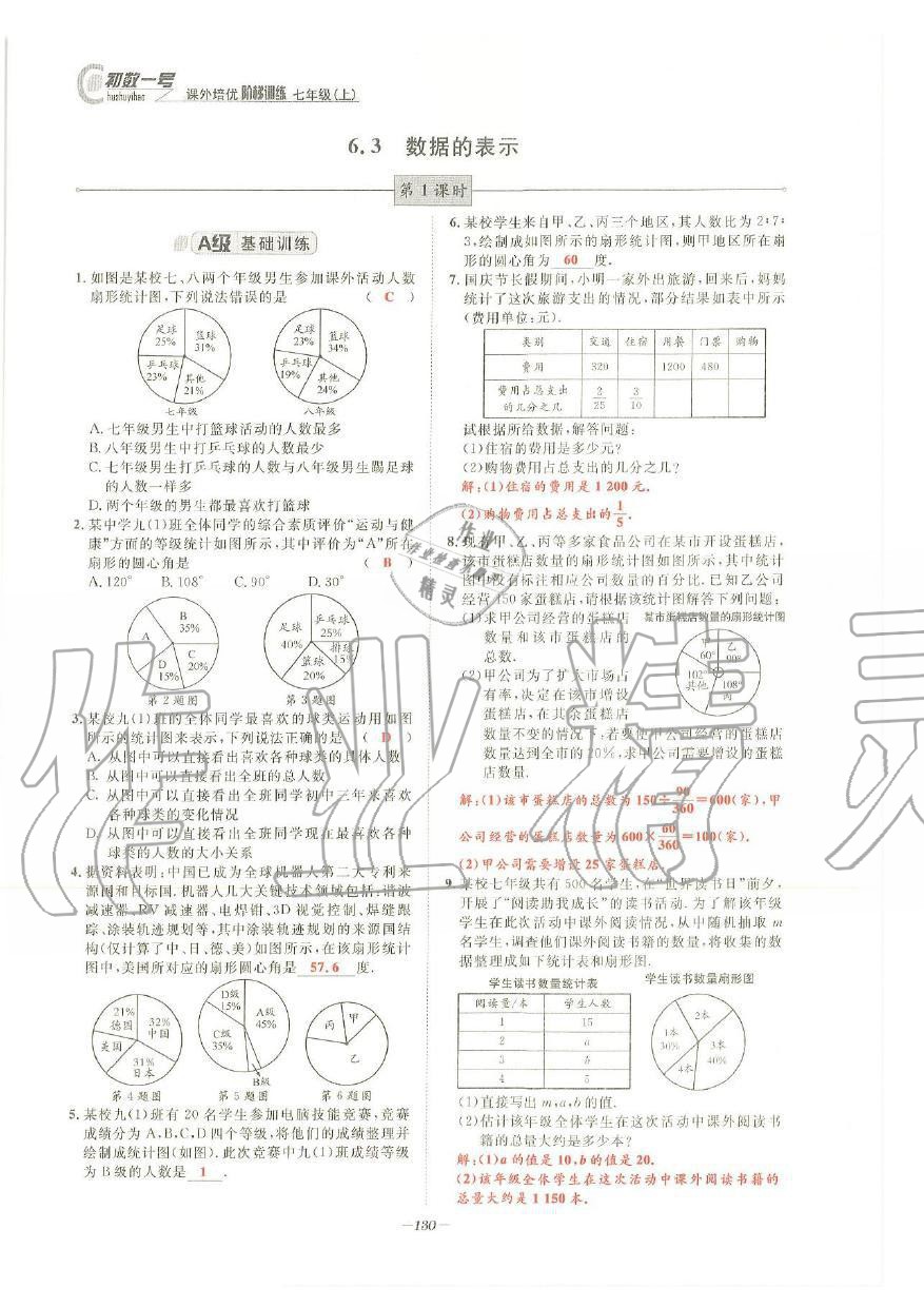 2019年課外培優(yōu)階梯訓(xùn)練初數(shù)一號(hào)七年級(jí)數(shù)學(xué)上冊(cè)北師大版 第127頁