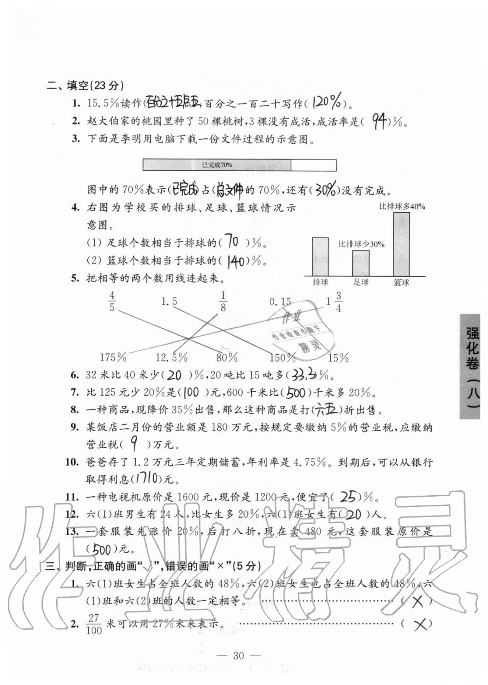 2019年強(qiáng)化拓展卷小學(xué)數(shù)學(xué)六年級(jí)上冊(cè)蘇教版提優(yōu)版 第30頁(yè)