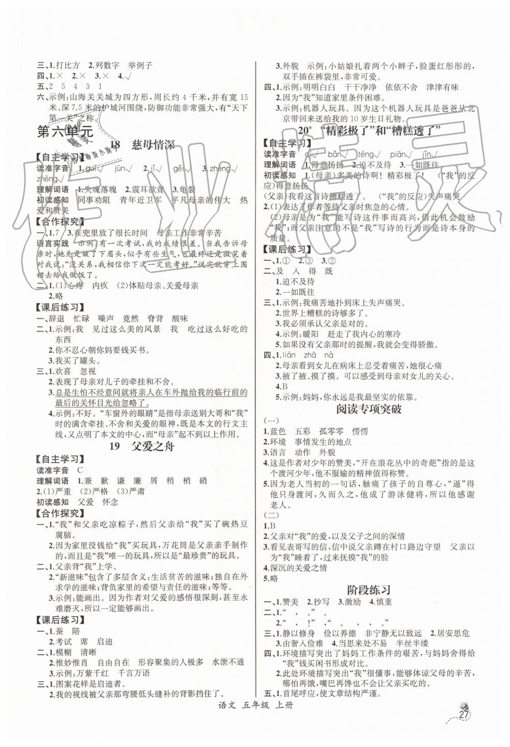 2019年同步導(dǎo)學(xué)案課時練五年級語文上冊人教版河北專版 第7頁