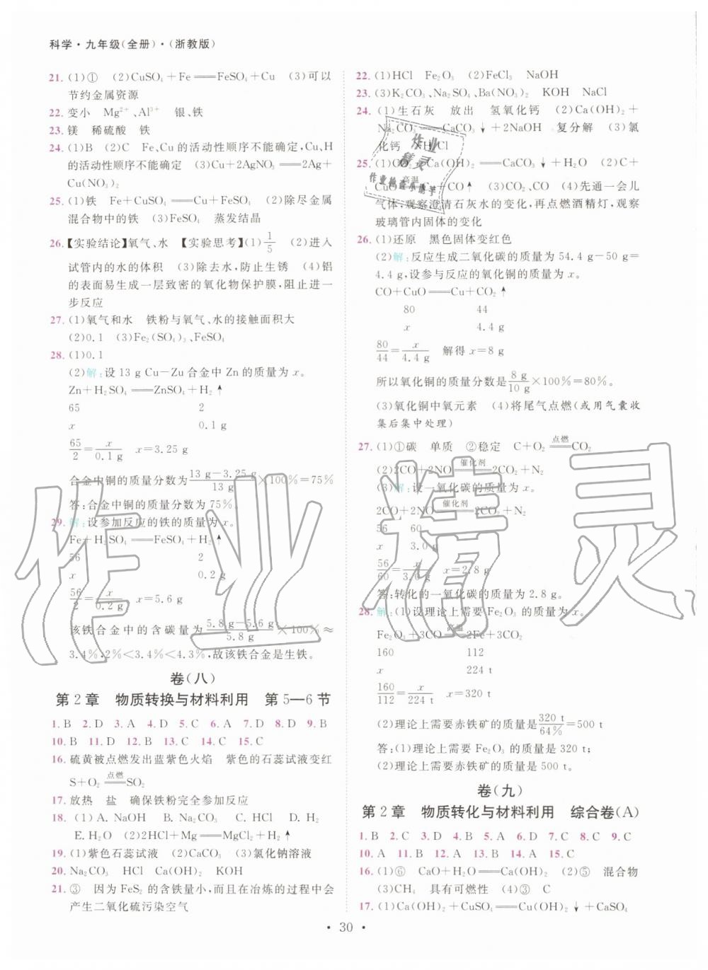 2019年一阅优品作业本九年级科学全一册浙教版 第29页