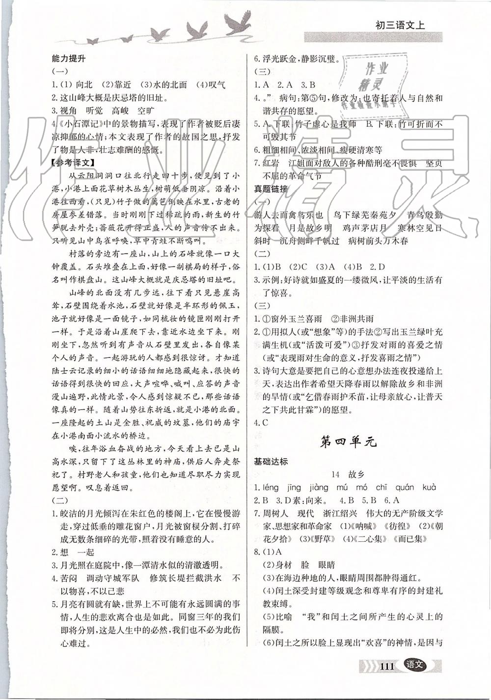 2019年同步檢測(cè)三級(jí)跳初三語(yǔ)文上冊(cè)人教版 第6頁(yè)