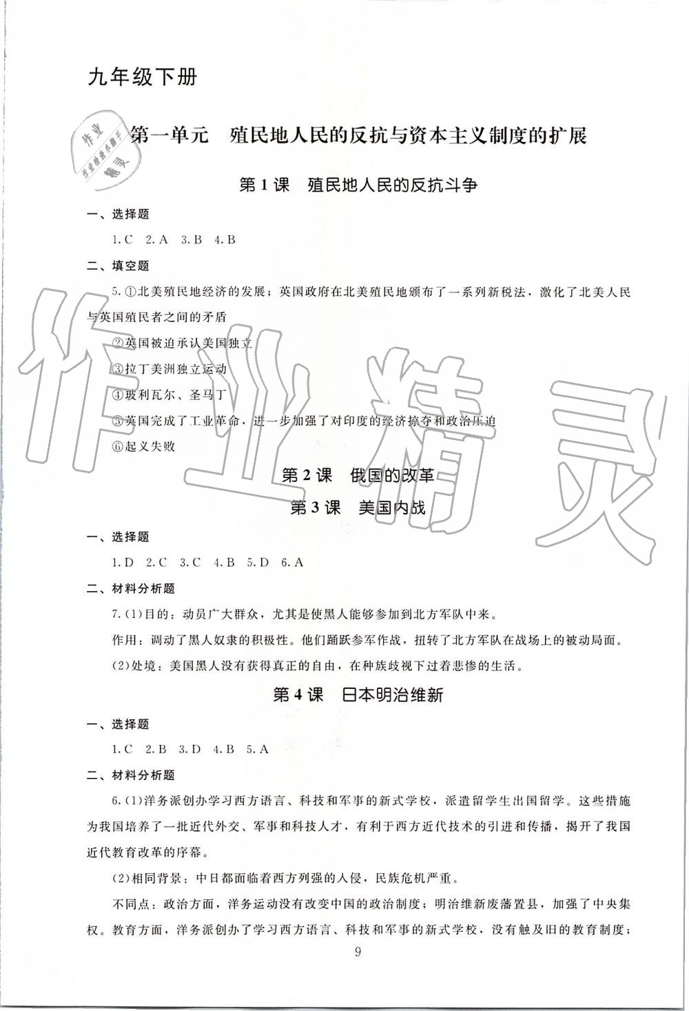 2019年海淀名師伴你學(xué)同步學(xué)練測(cè)九年級(jí)世界歷史全一冊(cè)人教版 第9頁