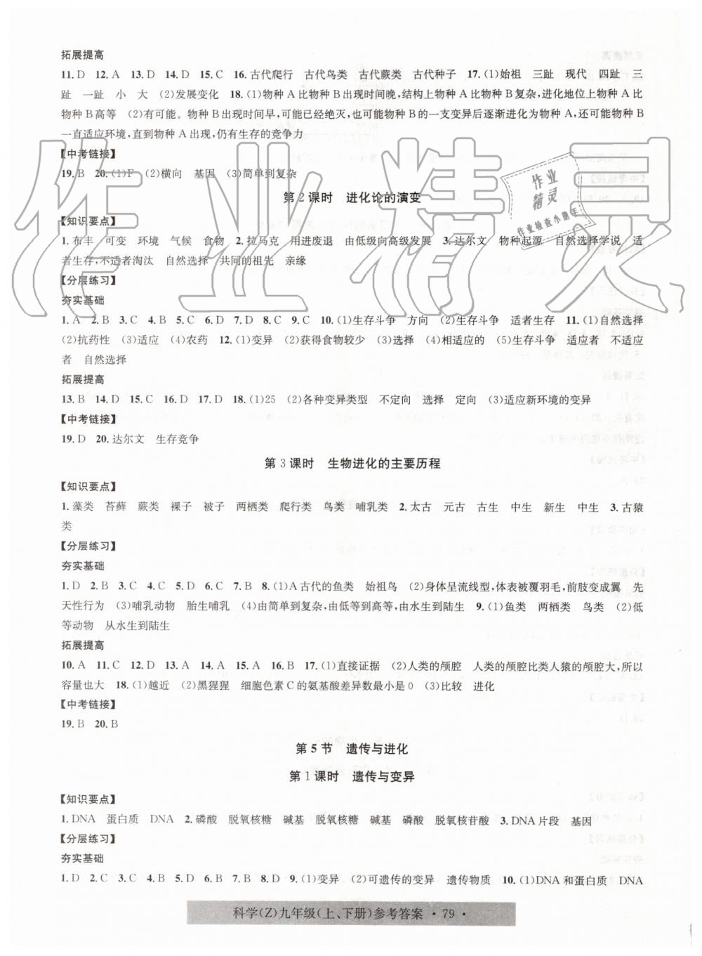 2019年習(xí)題e百課時訓(xùn)練九年級科學(xué)全一冊浙教版 第27頁