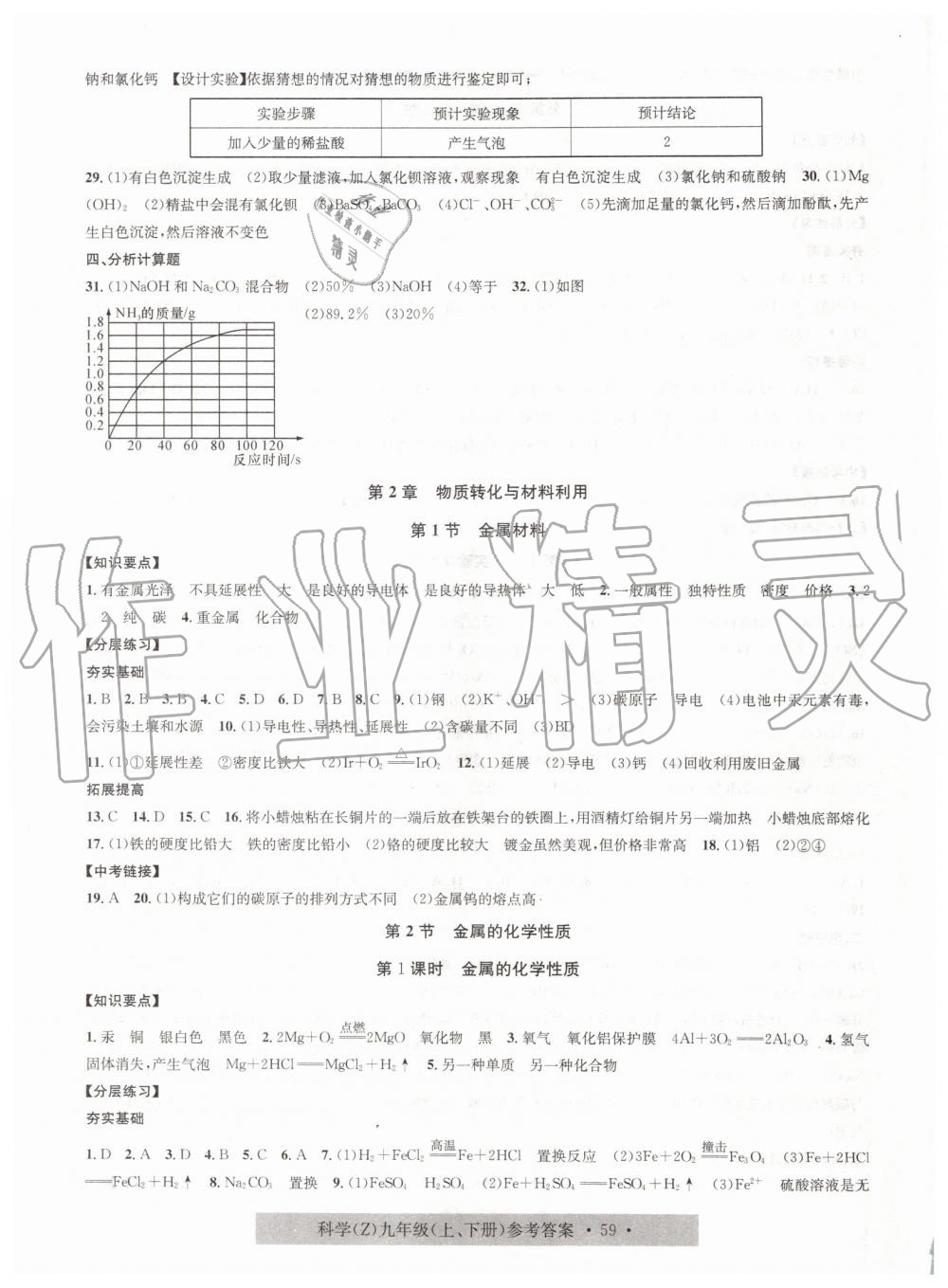 2019年习题e百课时训练九年级科学全一册浙教版 第7页